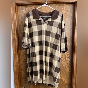 CHAMPS, short sleeved, brown and tan, checkered polo. Size 3XL